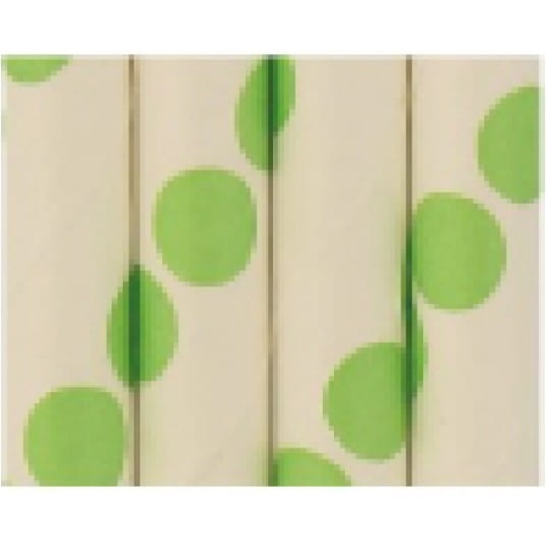 SŁOMKA PAPIEROWA ø 8 197mm A'100 BIAŁA ZIELONE KROPKI