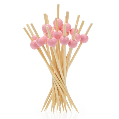 Patyczki bambusowe do przekąsek Kulka Różowa 12cm