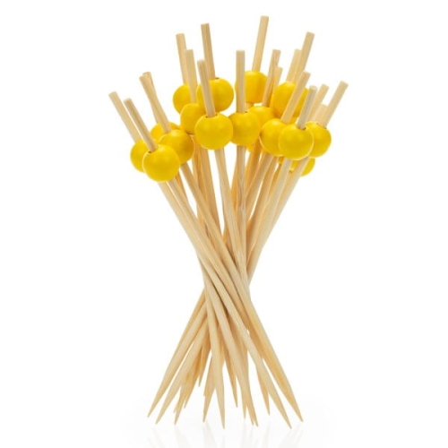 Patyczki bambusowe do przekąsek Kulka Żółta 12cm