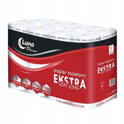Papier toaletowy Luna Extra Soft Long  Miękki Delikatny 3 Warstwy 24 Rolki
