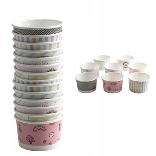 Miski papierowe na lody pastele 130ml 