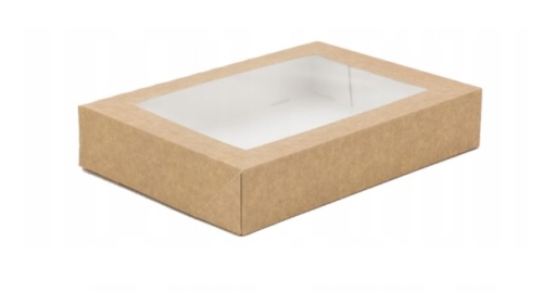 Opakowanie kraft z okienkiem SUSHI 19x13x5 cm
