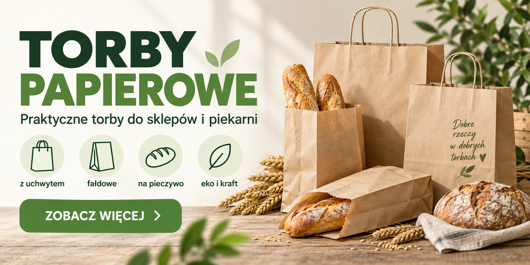 Torby papierowe z uchwytem i fałdowe torby papierowe na pieczywo